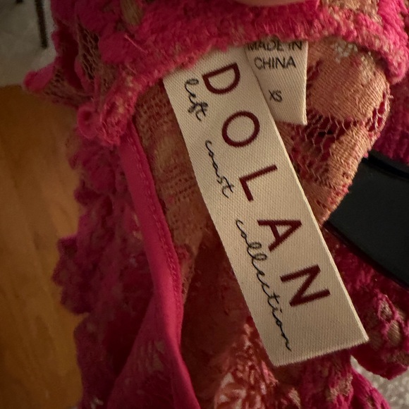 Anthropologie Dolan Pink Lace Ruffle Mock-Neck Sleeveless Top - Picture 3 of 4